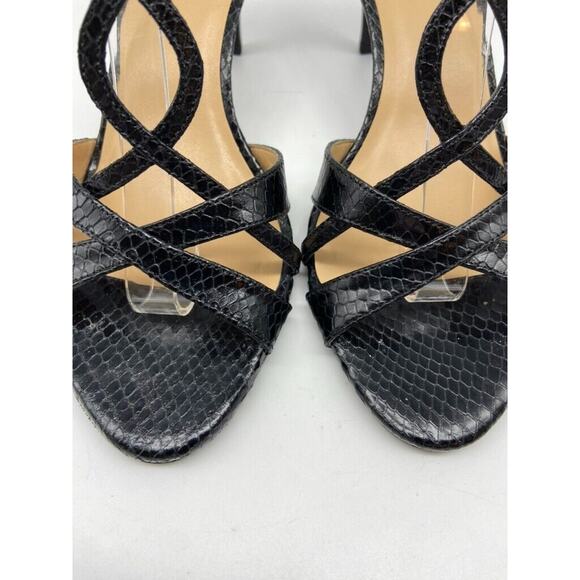 Talbots Shoes Women’s 9.5M‎ Black Sandals Kitten Heel Leather Strappy 3" Heels - Picture 6 of 14